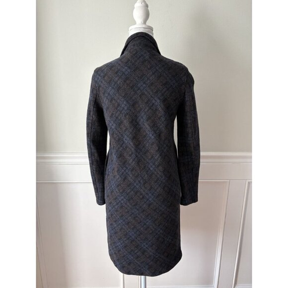 Harris Wharf London Wool Cashmere Blend Plaid Coat Jacket Navy Blue 36 2 - Picture 4 of 6